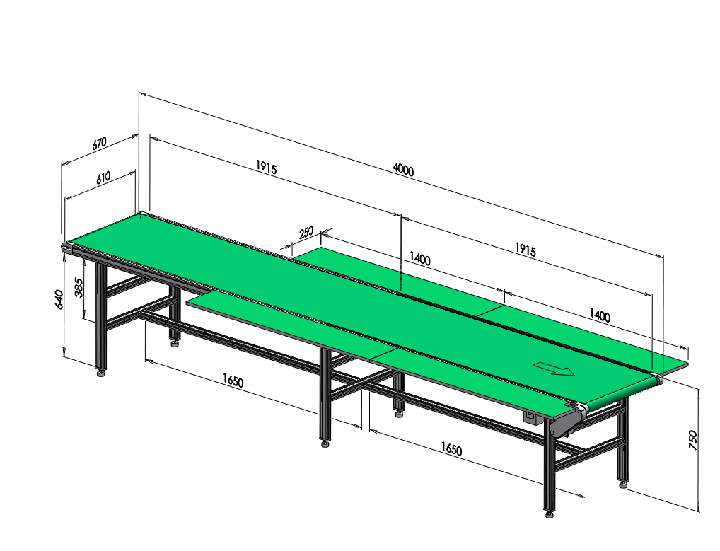 4米皮帶輸送機(jī)兩側(cè)帶臺面