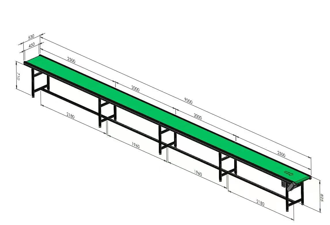 9米長流水線輸送機 3mm厚PVC皮帶