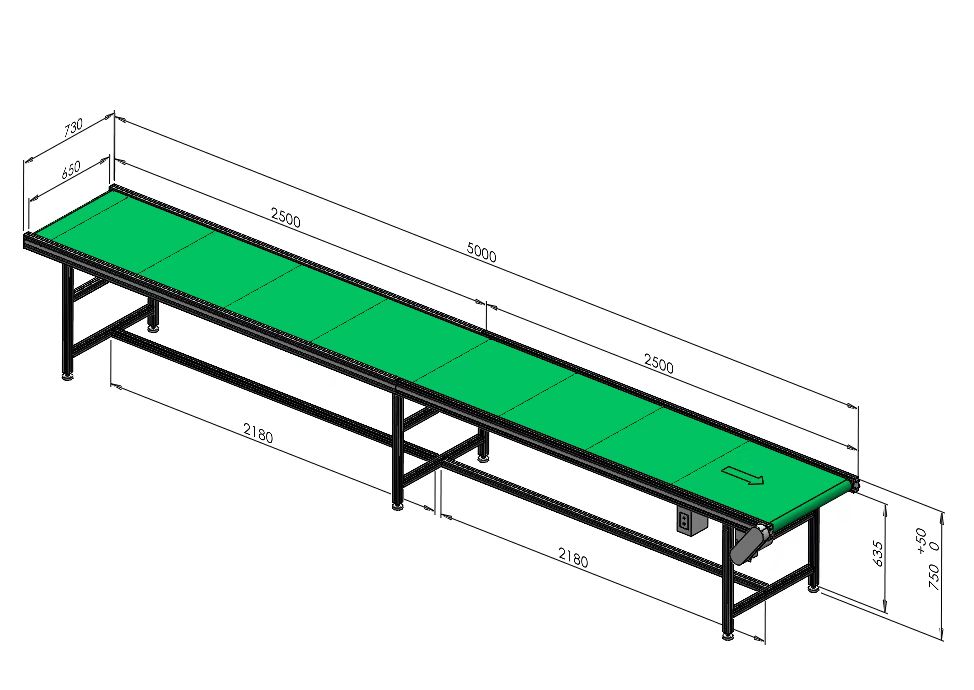 5米綠色PVC皮帶輸送機常規款